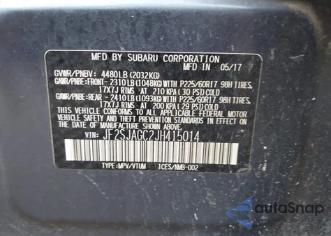 2018 Subaru Forester 2.5I Premium из США, поврежденный, VIN JF2SJAGC2JH415014